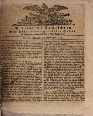 Berlinische Nachrichten von Staats- und gelehrten Sachen Dienstag 27. April 1819