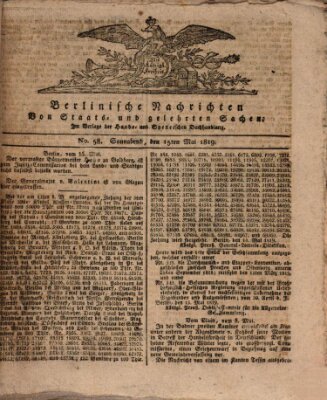 Berlinische Nachrichten von Staats- und gelehrten Sachen Samstag 15. Mai 1819