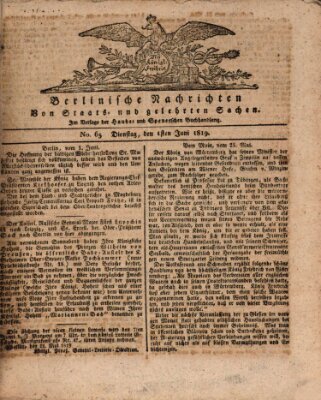 Berlinische Nachrichten von Staats- und gelehrten Sachen Dienstag 1. Juni 1819