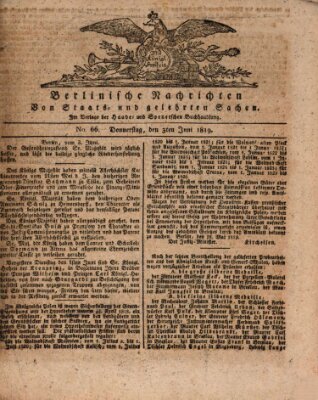 Berlinische Nachrichten von Staats- und gelehrten Sachen Donnerstag 3. Juni 1819