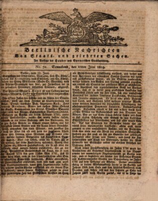 Berlinische Nachrichten von Staats- und gelehrten Sachen Samstag 12. Juni 1819