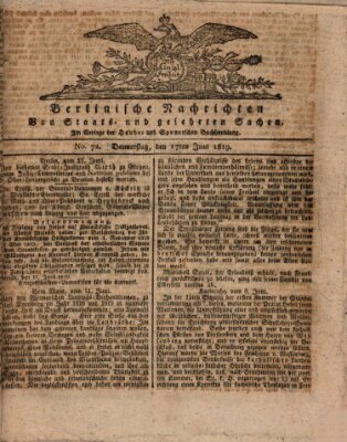 Berlinische Nachrichten von Staats- und gelehrten Sachen Donnerstag 17. Juni 1819