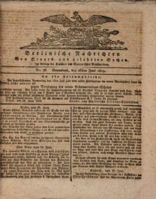 Berlinische Nachrichten von Staats- und gelehrten Sachen Samstag 26. Juni 1819