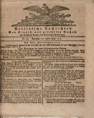 Berlinische Nachrichten von Staats- und gelehrten Sachen Dienstag 29. Juni 1819