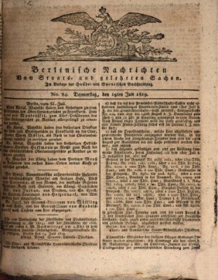 Berlinische Nachrichten von Staats- und gelehrten Sachen Donnerstag 15. Juli 1819