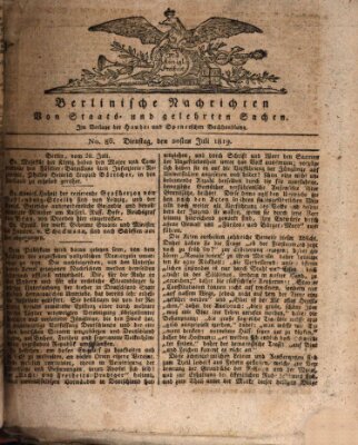 Berlinische Nachrichten von Staats- und gelehrten Sachen Dienstag 20. Juli 1819