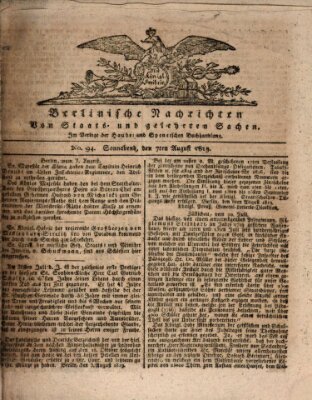 Berlinische Nachrichten von Staats- und gelehrten Sachen Samstag 7. August 1819