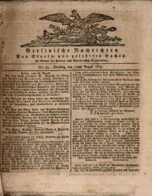 Berlinische Nachrichten von Staats- und gelehrten Sachen Dienstag 10. August 1819