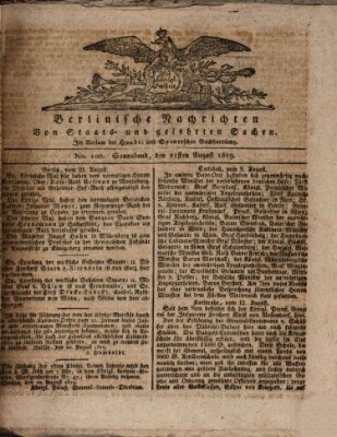 Berlinische Nachrichten von Staats- und gelehrten Sachen Samstag 21. August 1819