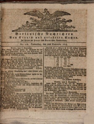 Berlinische Nachrichten von Staats- und gelehrten Sachen Donnerstag 9. September 1819