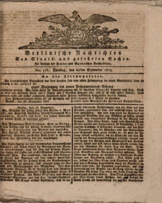 Berlinische Nachrichten von Staats- und gelehrten Sachen Dienstag 28. September 1819