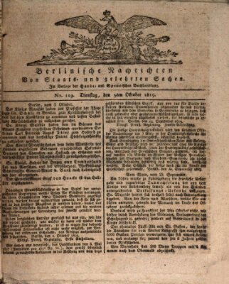 Berlinische Nachrichten von Staats- und gelehrten Sachen Dienstag 5. Oktober 1819