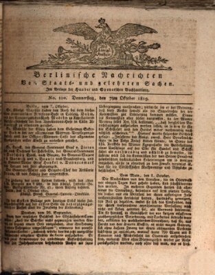 Berlinische Nachrichten von Staats- und gelehrten Sachen Donnerstag 7. Oktober 1819