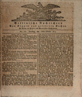 Berlinische Nachrichten von Staats- und gelehrten Sachen Dienstag 12. Oktober 1819