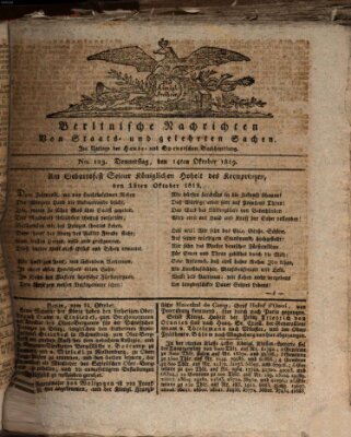 Berlinische Nachrichten von Staats- und gelehrten Sachen Donnerstag 14. Oktober 1819