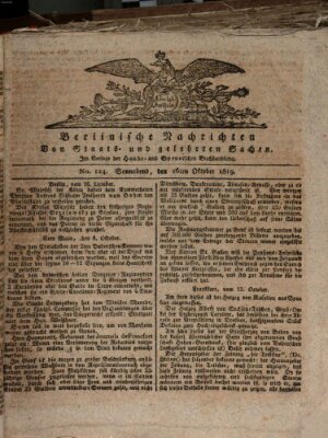 Berlinische Nachrichten von Staats- und gelehrten Sachen Samstag 16. Oktober 1819