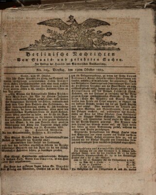 Berlinische Nachrichten von Staats- und gelehrten Sachen Dienstag 19. Oktober 1819