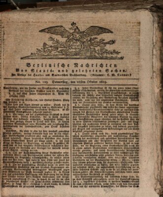 Berlinische Nachrichten von Staats- und gelehrten Sachen Donnerstag 28. Oktober 1819