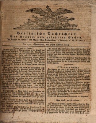 Berlinische Nachrichten von Staats- und gelehrten Sachen Samstag 30. Oktober 1819