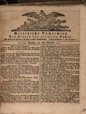 Berlinische Nachrichten von Staats- und gelehrten Sachen Dienstag 23. November 1819