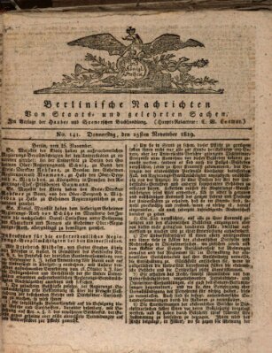 Berlinische Nachrichten von Staats- und gelehrten Sachen Donnerstag 25. November 1819