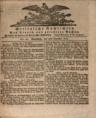 Berlinische Nachrichten von Staats- und gelehrten Sachen Samstag 4. Dezember 1819