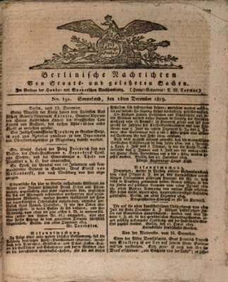 Berlinische Nachrichten von Staats- und gelehrten Sachen Samstag 18. Dezember 1819