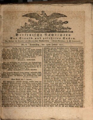 Berlinische Nachrichten von Staats- und gelehrten Sachen Donnerstag 13. Januar 1820