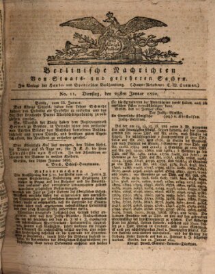 Berlinische Nachrichten von Staats- und gelehrten Sachen Dienstag 25. Januar 1820