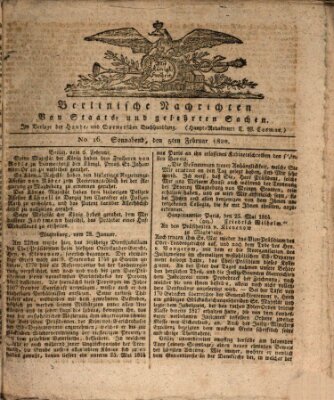 Berlinische Nachrichten von Staats- und gelehrten Sachen Samstag 5. Februar 1820