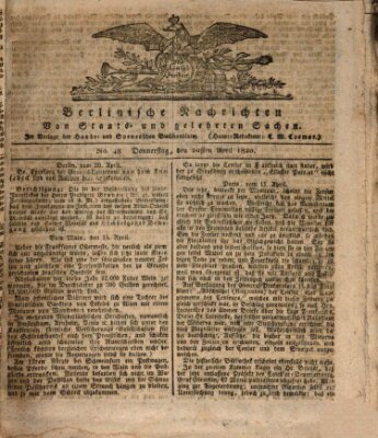 Berlinische Nachrichten von Staats- und gelehrten Sachen Donnerstag 20. April 1820