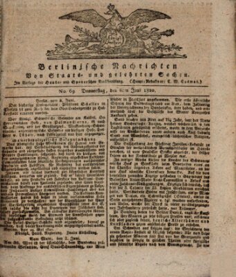 Berlinische Nachrichten von Staats- und gelehrten Sachen Donnerstag 8. Juni 1820