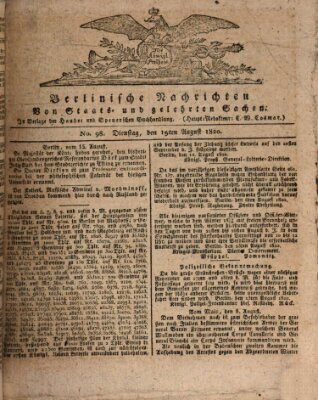 Berlinische Nachrichten von Staats- und gelehrten Sachen Dienstag 15. August 1820