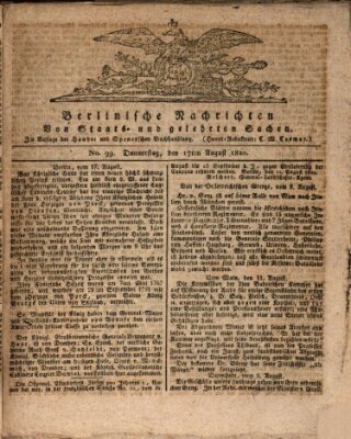 Berlinische Nachrichten von Staats- und gelehrten Sachen Donnerstag 17. August 1820