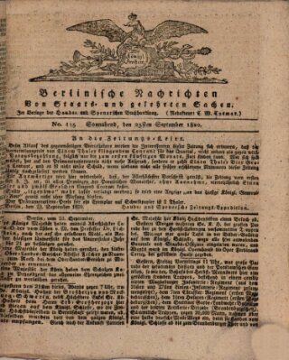 Berlinische Nachrichten von Staats- und gelehrten Sachen Samstag 23. September 1820