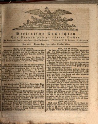 Berlinische Nachrichten von Staats- und gelehrten Sachen Donnerstag 19. Oktober 1820