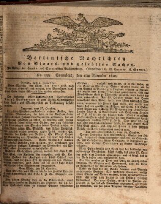 Berlinische Nachrichten von Staats- und gelehrten Sachen Samstag 4. November 1820