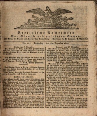 Berlinische Nachrichten von Staats- und gelehrten Sachen Donnerstag 7. Dezember 1820