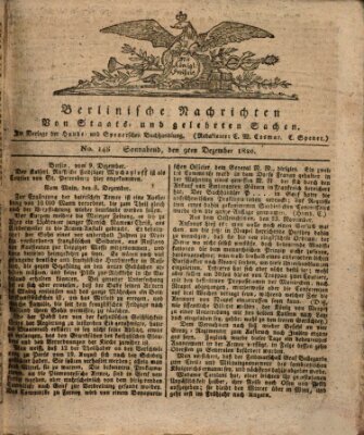 Berlinische Nachrichten von Staats- und gelehrten Sachen Samstag 9. Dezember 1820