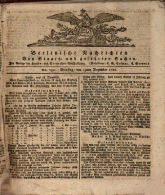 Berlinische Nachrichten von Staats- und gelehrten Sachen Dienstag 19. Dezember 1820