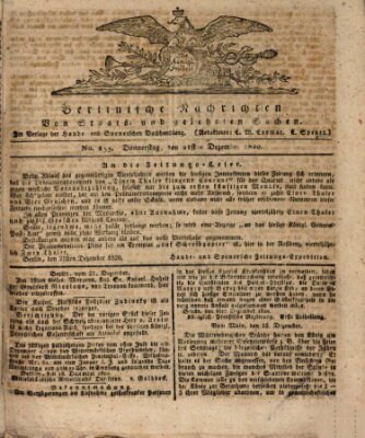 Berlinische Nachrichten von Staats- und gelehrten Sachen Donnerstag 21. Dezember 1820