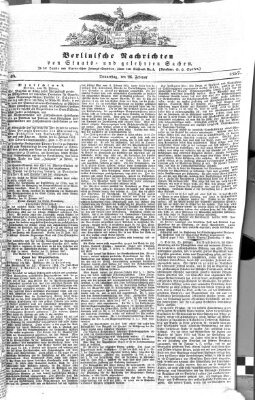 Berlinische Nachrichten von Staats- und gelehrten Sachen Donnerstag 26. Februar 1857