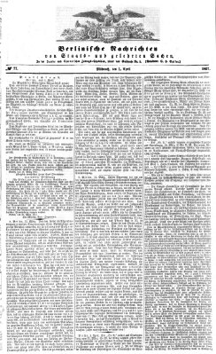 Berlinische Nachrichten von Staats- und gelehrten Sachen Mittwoch 1. April 1857