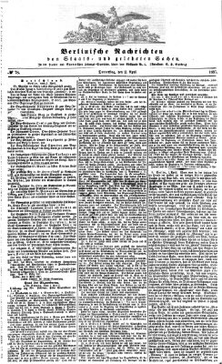 Berlinische Nachrichten von Staats- und gelehrten Sachen Donnerstag 2. April 1857