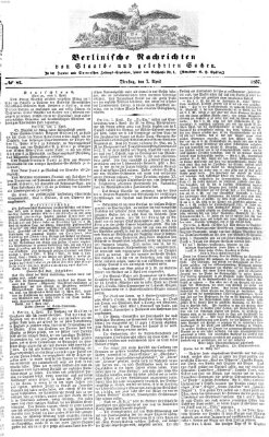 Berlinische Nachrichten von Staats- und gelehrten Sachen Dienstag 7. April 1857