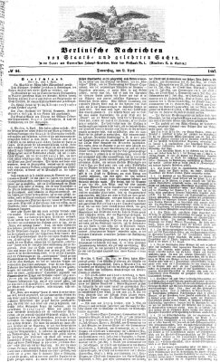 Berlinische Nachrichten von Staats- und gelehrten Sachen Donnerstag 9. April 1857