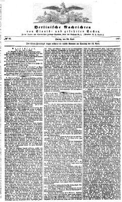 Berlinische Nachrichten von Staats- und gelehrten Sachen Freitag 10. April 1857