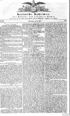 Berlinische Nachrichten von Staats- und gelehrten Sachen Samstag 18. April 1857