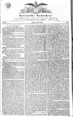 Berlinische Nachrichten von Staats- und gelehrten Sachen Freitag 24. April 1857