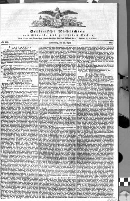 Berlinische Nachrichten von Staats- und gelehrten Sachen Donnerstag 30. April 1857